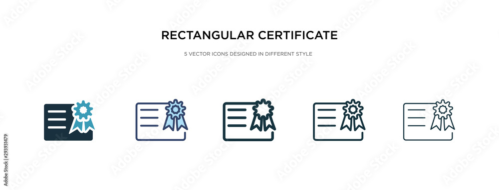 Poster rectangular certificate icon in different style vector illustration. two colored and black rectangul