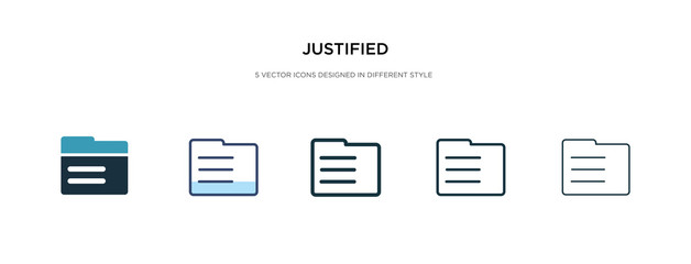justified icon in different style vector illustration. two colored and black justified vector icons designed in filled, outline, line and stroke style can be used for web, mobile, ui - obrazy, fototapety, plakaty