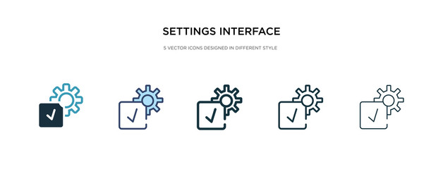 settings interface icon in different style vector illustration. two colored and black settings interface vector icons designed in filled, outline, line and stroke style can be used for web, mobile,