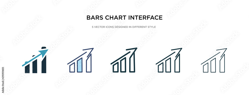 Poster bars chart interface ascending icon in different style vector illustration. two colored and black ba