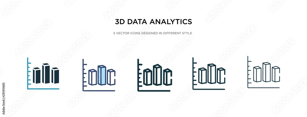 Poster 3d data analytics dual bars icon in different style vector illustration. two colored and black 3d da