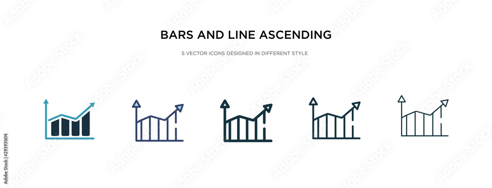 Poster bars and line ascending of data analytics icon in different style vector illustration. two colored a