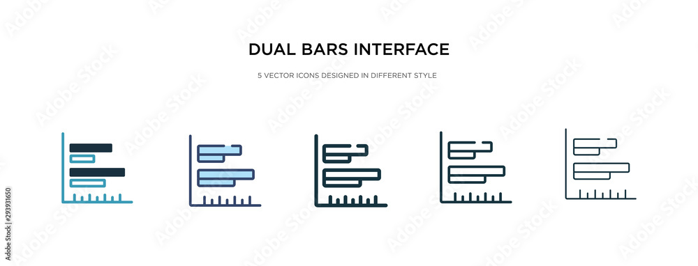Poster dual bars interface icon in different style vector illustration. two colored and black dual bars int