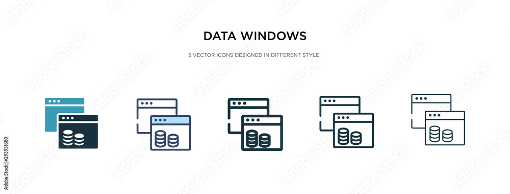Poster data windows icon in different style vector illustration. two colored and black data windows vector 