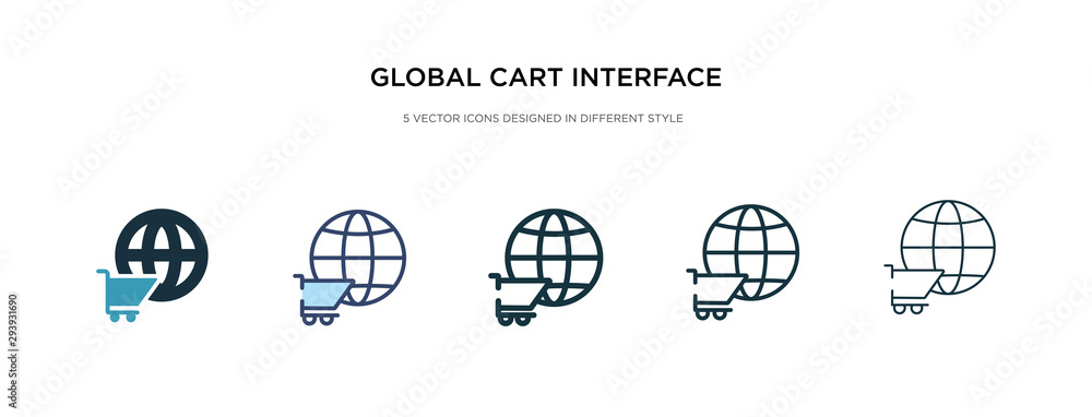 Poster global cart interface icon in different style vector illustration. two colored and black global cart