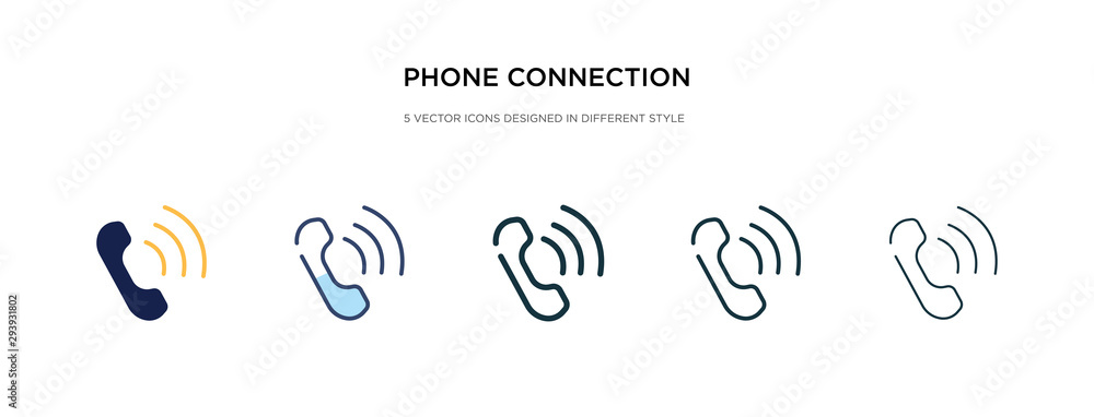 Poster phone connection icon in different style vector illustration. two colored and black phone connection