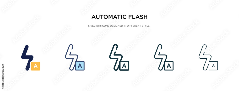 Poster automatic flash icon in different style vector illustration. two colored and black automatic flash v