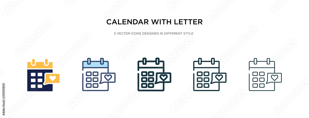Poster calendar with letter x icon in different style vector illustration. two colored and black calendar w