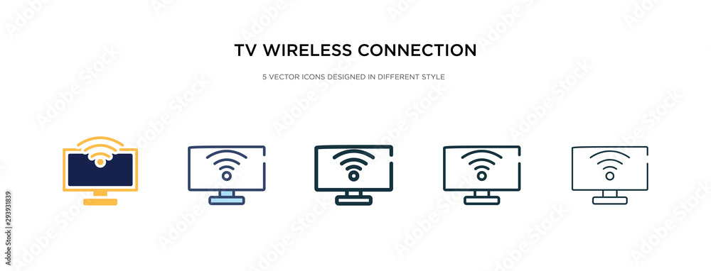 Poster tv wireless connection icon in different style vector illustration. two colored and black tv wireles