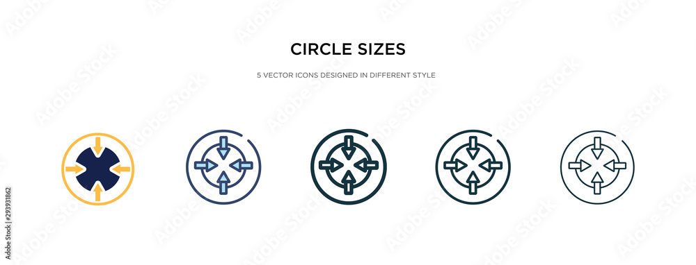 Poster circle sizes icon in different style vector illustration. two colored and black circle sizes vector 