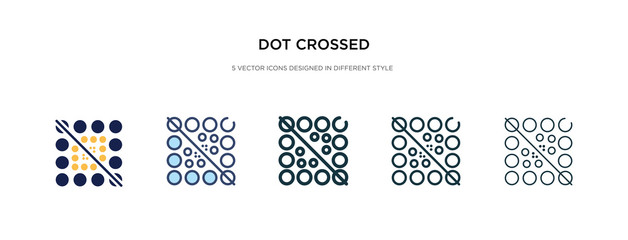 dot crossed icon in different style vector illustration. two colored and black dot crossed vector icons designed in filled, outline, line and stroke style can be used for web, mobile, ui