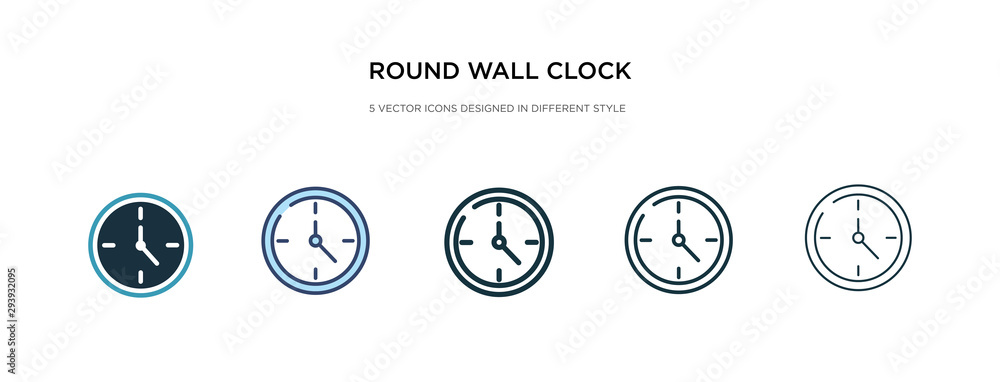 Poster round wall clock icon in different style vector illustration. two colored and black round wall clock