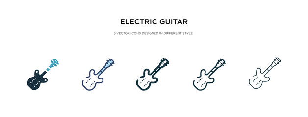 electric guitar icon in different style vector illustration. two colored and black electric guitar vector icons designed in filled, outline, line and stroke style can be used for web, mobile, ui