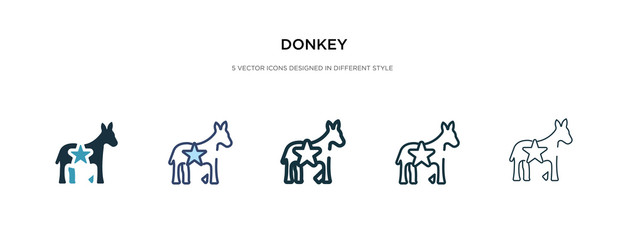 donkey icon in different style vector illustration. two colored and black donkey vector icons designed in filled, outline, line and stroke style can be used for web, mobile, ui