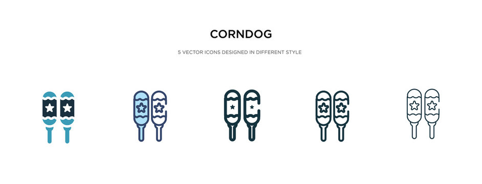corndog icon in different style vector illustration. two colored and black corndog vector icons designed in filled, outline, line and stroke style can be used for web, mobile, ui