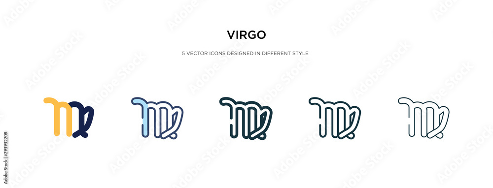 Poster virgo icon in different style vector illustration. two colored and black virgo vector icons designed