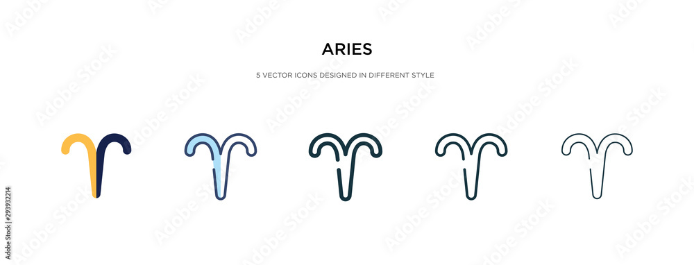 Poster aries icon in different style vector illustration. two colored and black aries vector icons designed