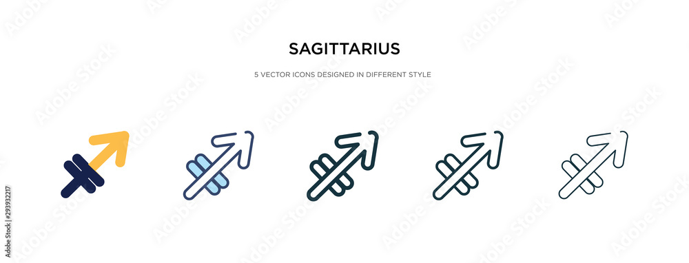 Poster sagittarius icon in different style vector illustration. two colored and black sagittarius vector ic