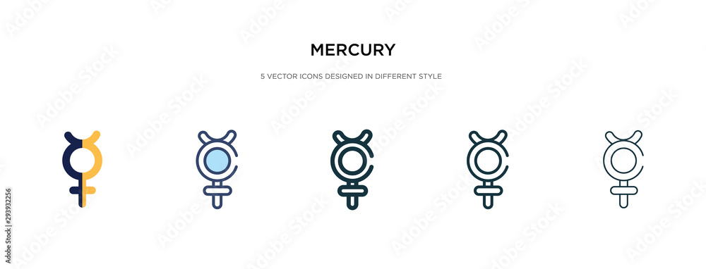 Poster mercury icon in different style vector illustration. two colored and black mercury vector icons desi