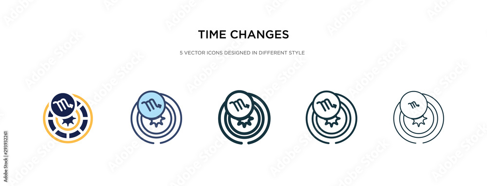 Poster time changes icon in different style vector illustration. two colored and black time changes vector 