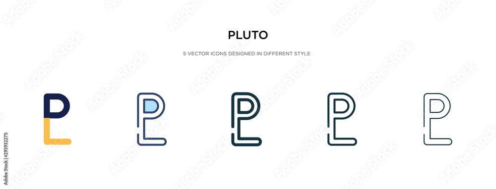 Poster pluto icon in different style vector illustration. two colored and black pluto vector icons designed