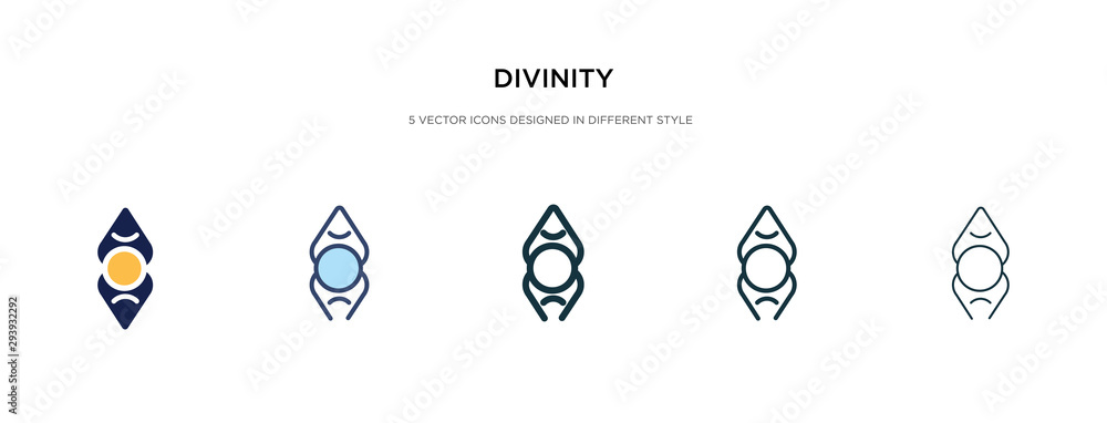 Poster divinity icon in different style vector illustration. two colored and black divinity vector icons de
