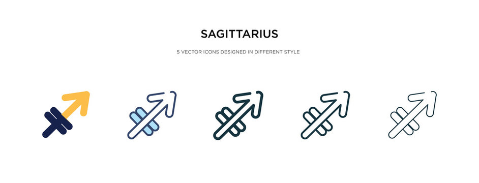 sagittarius icon in different style vector illustration. two colored and black sagittarius vector icons designed in filled, outline, line and stroke style can be used for web, mobile, ui