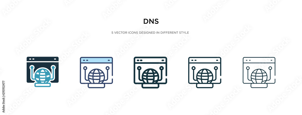 Aufkleber dns icon in different style vector illustration. two colored and black dns vector icons designed in 