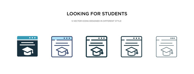 looking for students icon in different style vector illustration. two colored and black looking for students vector icons designed in filled, outline, line and stroke style can be used for web, - obrazy, fototapety, plakaty