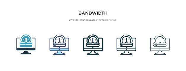 bandwidth icon in different style vector illustration. two colored and black bandwidth vector icons designed in filled, outline, line and stroke style can be used for web, mobile, ui - obrazy, fototapety, plakaty