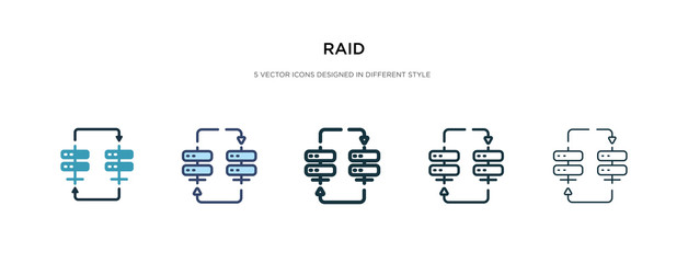 raid icon in different style vector illustration. two colored and black raid vector icons designed in filled, outline, line and stroke style can be used for web, mobile, ui - obrazy, fototapety, plakaty