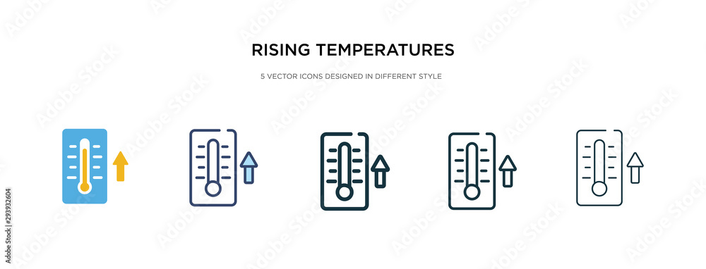 Poster rising temperatures icon in different style vector illustration. two colored and black rising temper