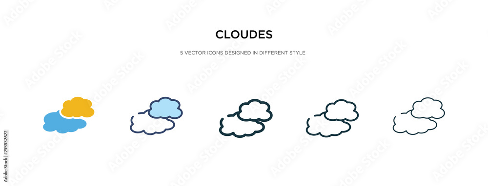 Poster cloudes icon in different style vector illustration. two colored and black cloudes vector icons desi