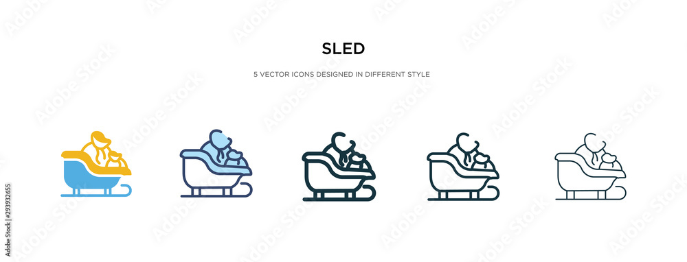Poster sled icon in different style vector illustration. two colored and black sled vector icons designed i