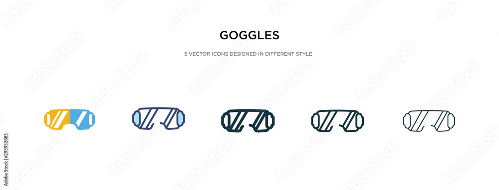 Poster goggles icon in different style vector illustration. two colored and black goggles vector icons desi