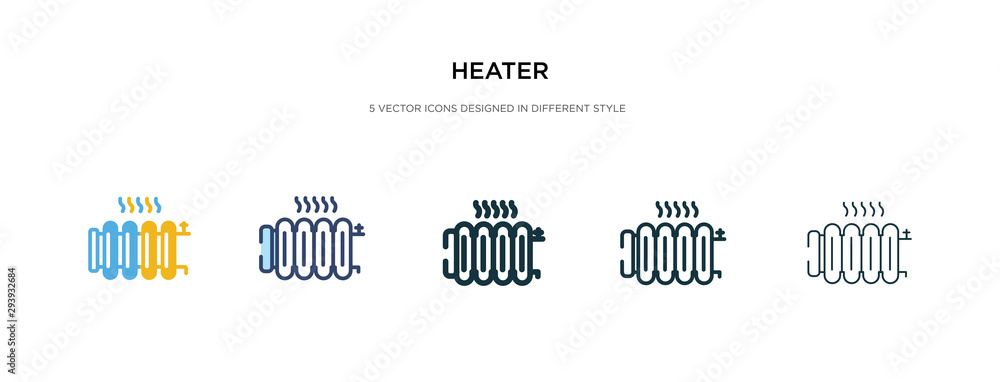 Poster heater icon in different style vector illustration. two colored and black heater vector icons design