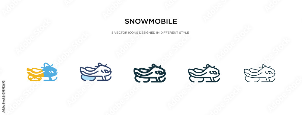 Poster snowmobile icon in different style vector illustration. two colored and black snowmobile vector icon