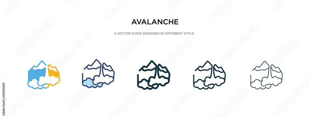 Poster avalanche icon in different style vector illustration. two colored and black avalanche vector icons 