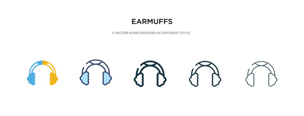 earmuffs icon in different style vector illustration. two colored and black earmuffs vector icons designed in filled, outline, line and stroke style can be used for web, mobile, ui