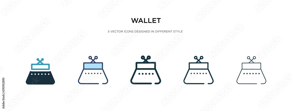 Poster wallet icon in different style vector illustration. two colored and black wallet vector icons design