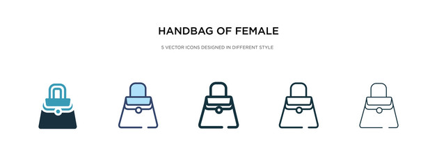 handbag of female icon in different style vector illustration. two colored and black handbag of female vector icons designed in filled, outline, line and stroke style can be used for web, mobile, ui