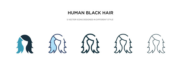 Fototapeta premium human black hair icon in different style vector illustration. two colored and black human black hair vector icons designed in filled, outline, line and stroke style can be used for web, mobile, ui