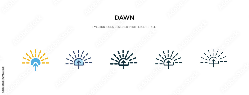 Poster dawn icon in different style vector illustration. two colored and black dawn vector icons designed i