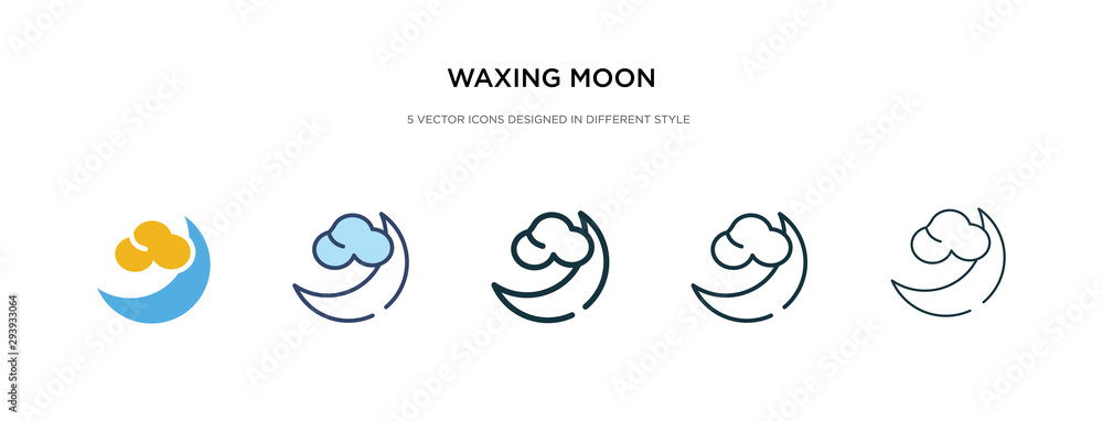 Poster waxing moon icon in different style vector illustration. two colored and black waxing moon vector ic