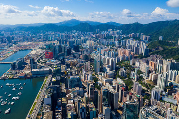 Aerial view of Hong Kong city