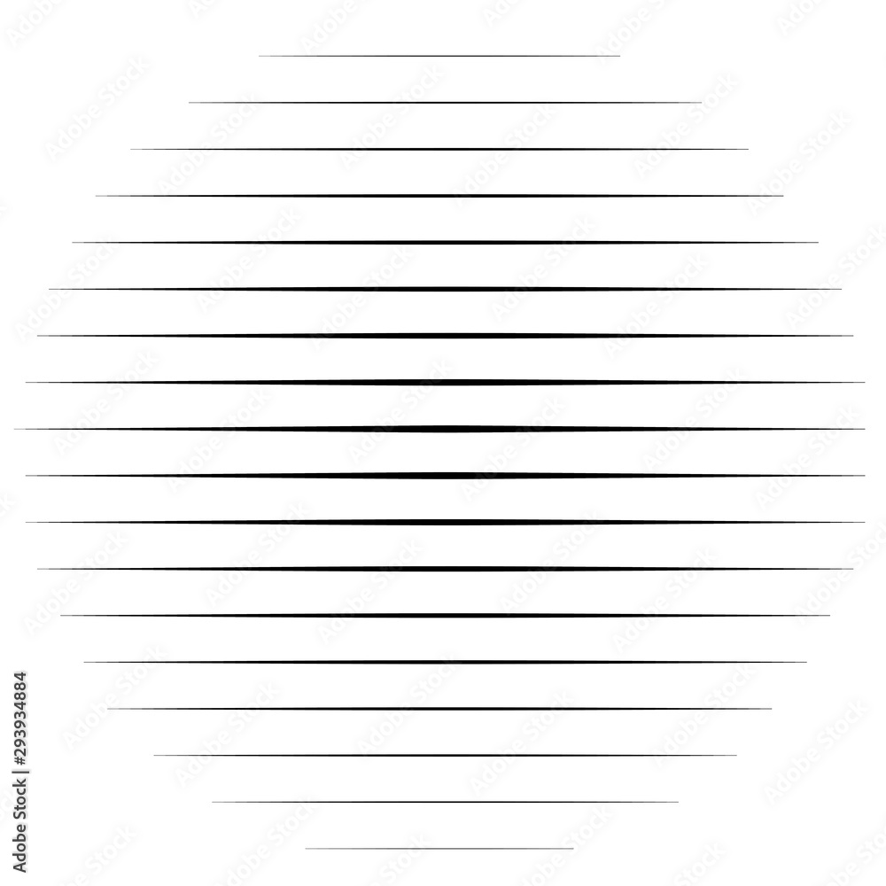 Aufkleber Abstract lines circle. Thin lines halftone circle element. Parallel, straight strips, stripes. Simple, basic geometric black and white circle illustration