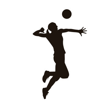 volleyball player silhouette jumping to spike clip art preview