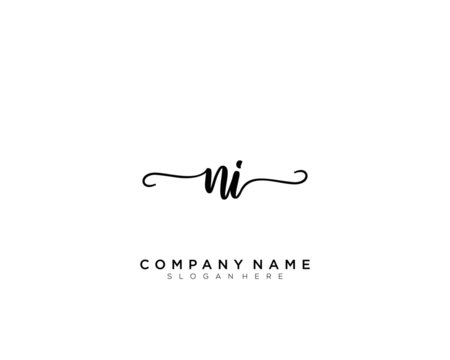 NI Initial Handwriting Logo Vector