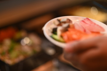 Blurred Japanese food pictures sashimi fish