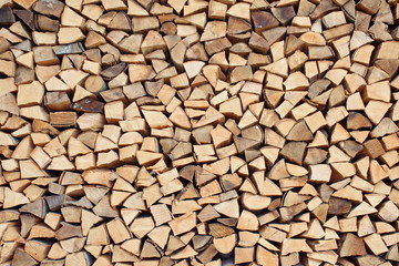 Stack of firewood - closeup for burning
